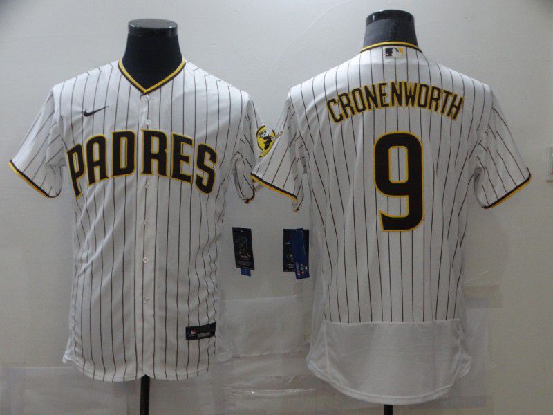 Men San Diego Padres #9 Cronenworth White Strip Elite Nike MLB Jerseys->san diego padres->MLB Jersey